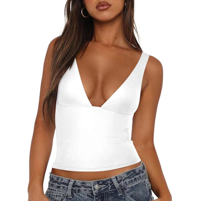 Women's Fitted V-Neck Sleeveless Crop Top
