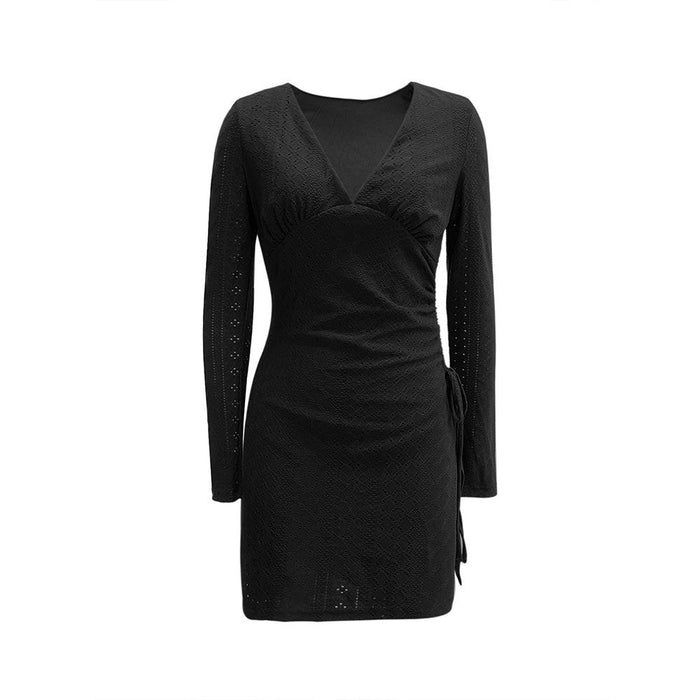 Women's Wrap Mini Dress Long Sleeve V-Neck Bodycon
