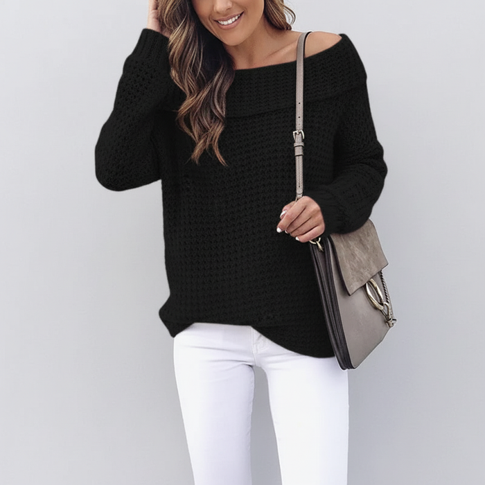 Women's Off-Shoulder Sweater with Long Sleeves