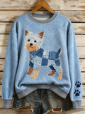 Perla - Women's Long Sleeve Retro Patchwork Animal Print Casual Comfort Sweatshirt