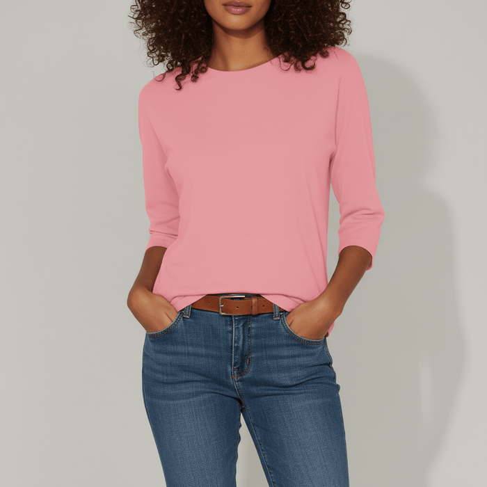 Women's Crew Neck Top with 3/4 Sleeves for Everyday