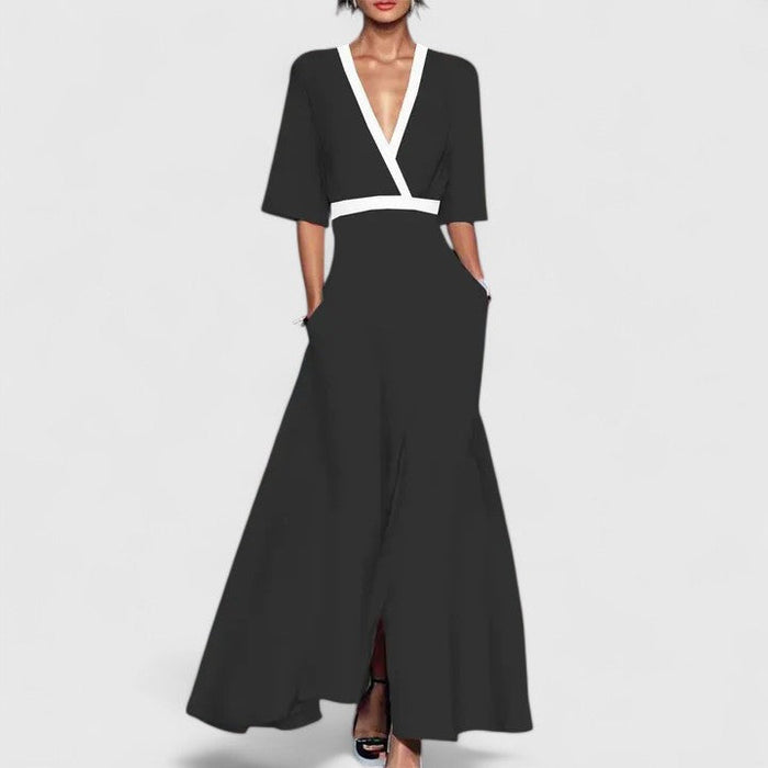 Women's Maxi Dress with V-Neck for Wedding Guest