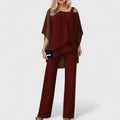 Women's 2-Piece Set with Mesh Overlay for Formal Occasions