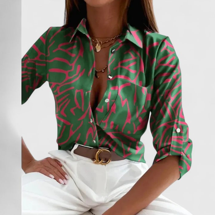 Women's Blouse with Lapel Collar for Office Wear