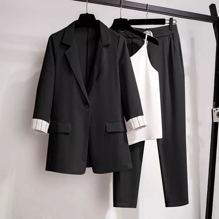 Women's Three-Piece Suit Set Notch Lapel Blazer and Pants