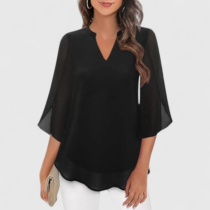 Women's Blouse with Flared Sleeves for Office Wear