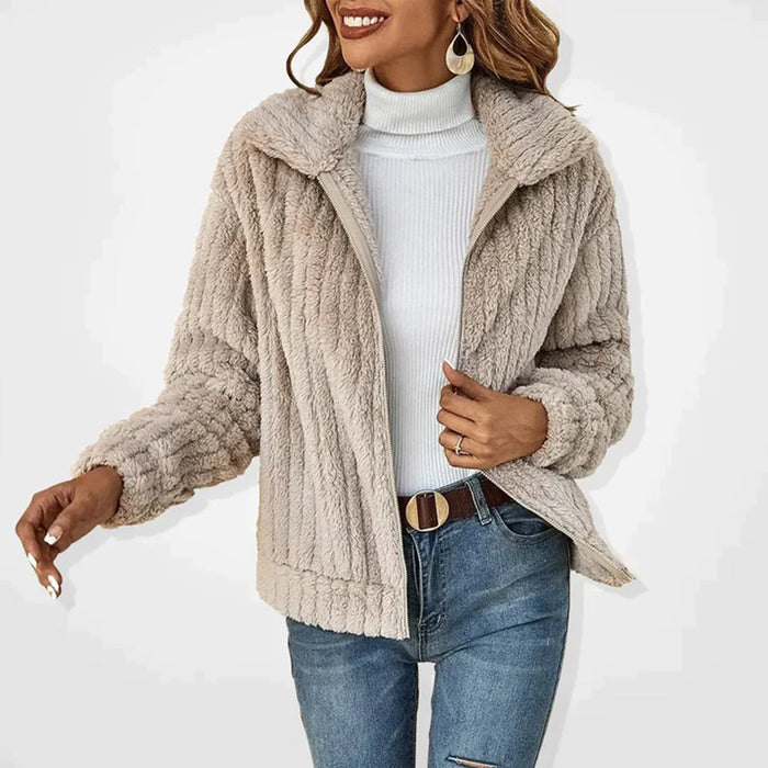 Women's Hooded Fleece Jacket with Zip Front Closure