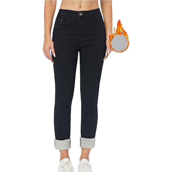 Women's Fleece-Lined Thermal Jeans High-Waist Skinny