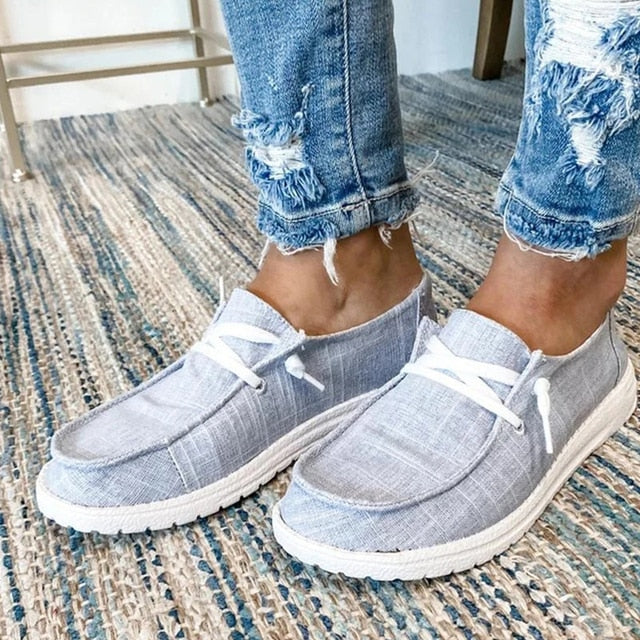 Women's Canvas Slip-On Sneakers with Lace Detail