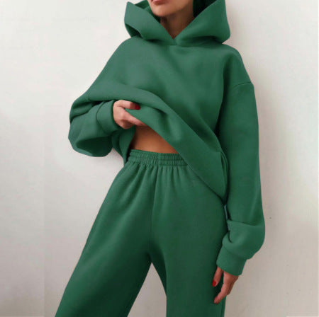 Woman in a matching hoodie sweatsuit