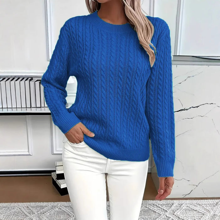 Sophia | Twist Knit Crew Neck Sweater with Long Sleeves