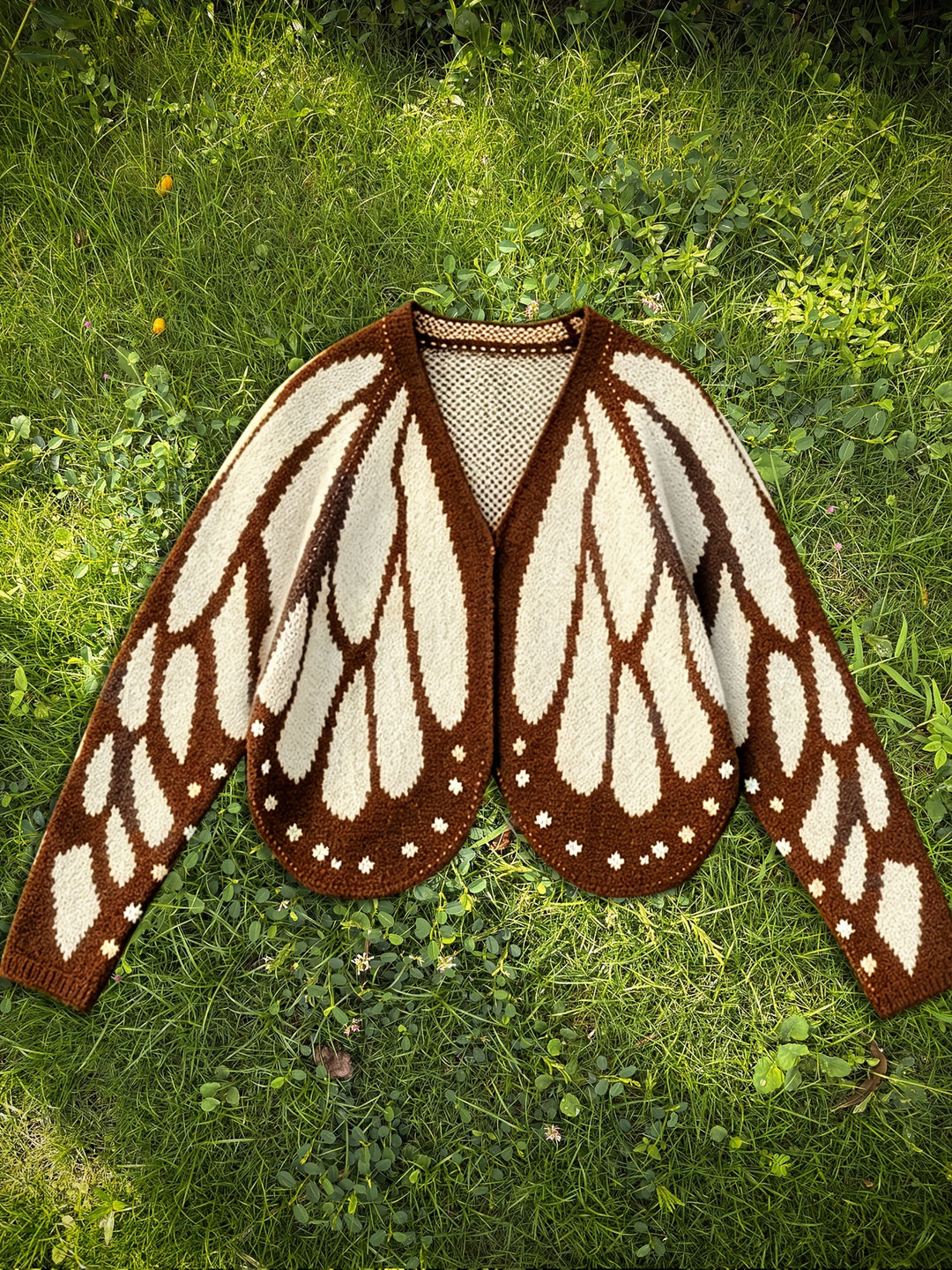 Butterfly Knit Cardigan, Open Front Long Sleeve Sweater