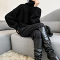 Women's Oversized Turtleneck Sweater Ribbed Cuffs