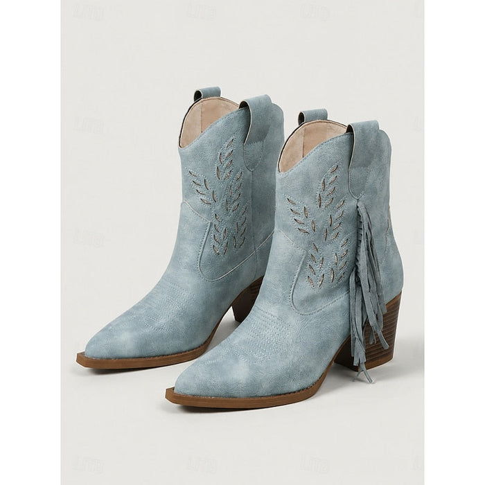 Women's Western Ankle Boots with Tassel Detail