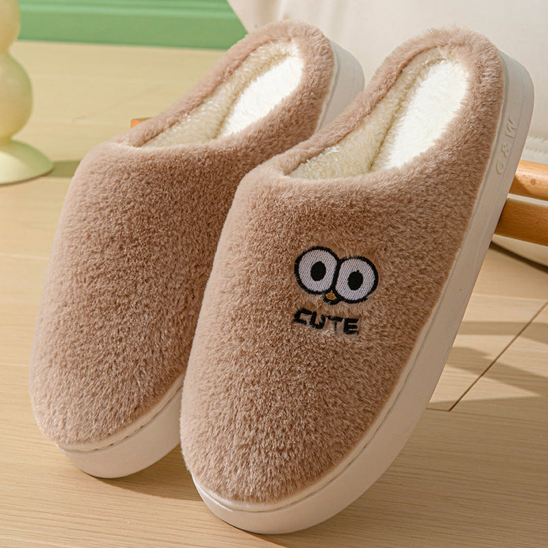 Cute Big-Eye Cartoon Slippers for Couples, Warm and Non-Slip