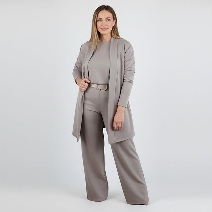 Women's 3-Piece Top Cardigan Trouser Set for Office