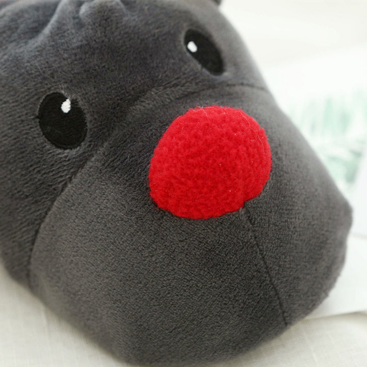 Christmas Elk Fleece House Slippers in Gray