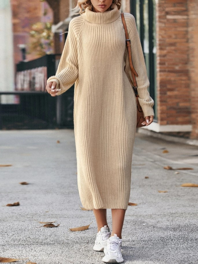 Savannah | Turtleneck Ribbed Knit Maxi Sweater Dress