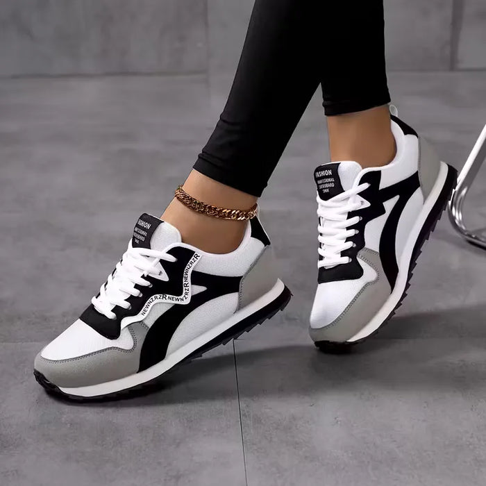 Women's Low-Top Striped Lace-Up Sneakers for Casual Wear