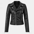 Women's Quilted Biker Jacket with Asymmetric Zipper