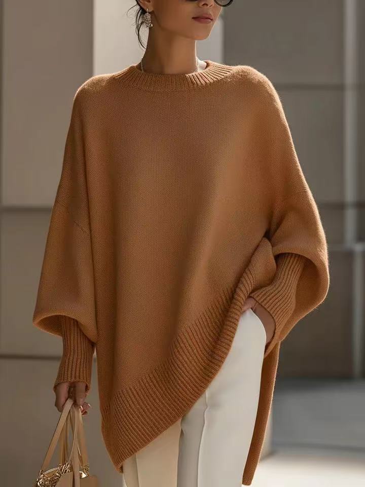 Thick Knit Pullover Sweater, Loose Fit Round Neck Top