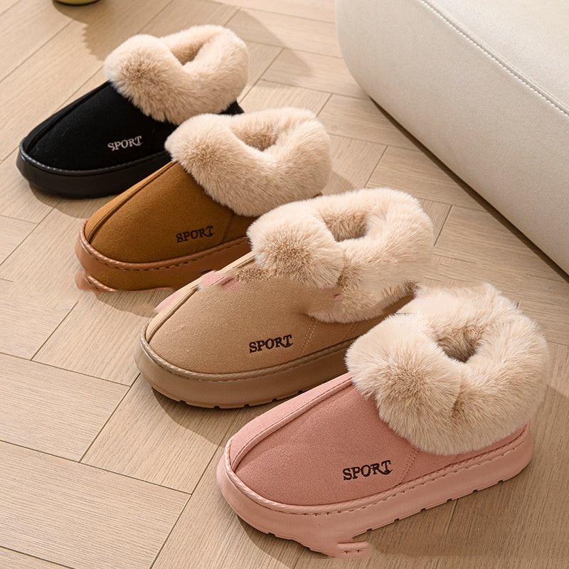 Plush Platform Slippers with Faux Fur Lining, Non-Slip Soles