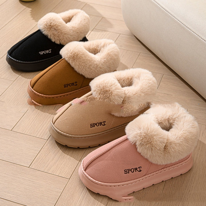Plush Platform Slippers with Faux Fur Lining, Non-Slip Soles