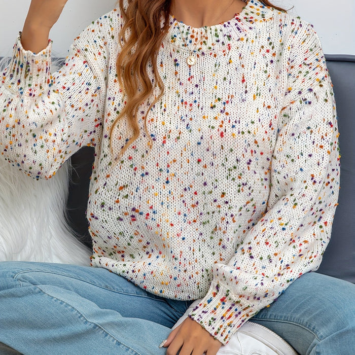 Women's Confetti Knit Sweater with Round Neck