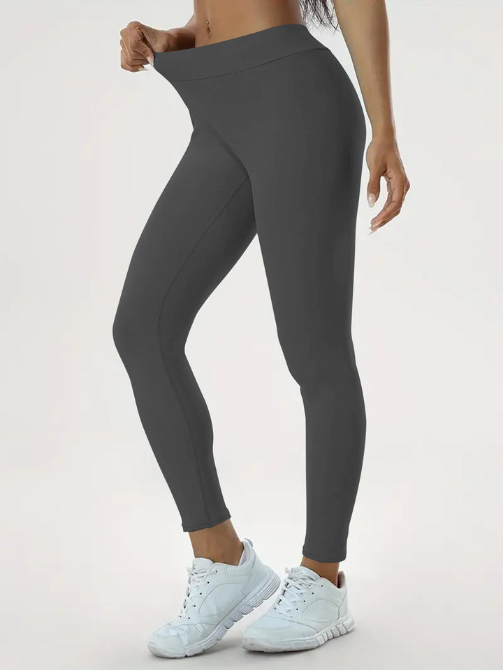 Woman in high-waisted scrunch leggings