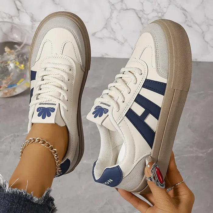 Women's Platform Sneakers with Chunky Sole and Striped Design