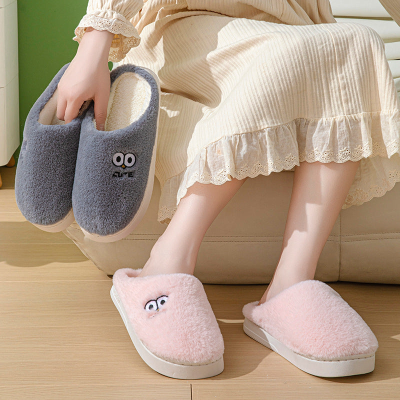 Cute Big-Eye Cartoon Slippers for Couples, Warm and Non-Slip