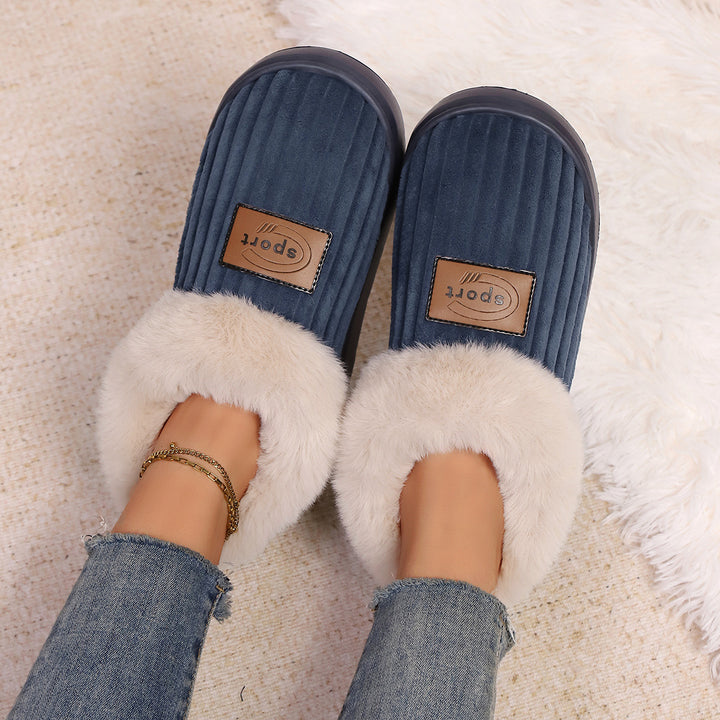 Fuzzy Slippers for Women, Thick EVA Sole Indoor Slippers