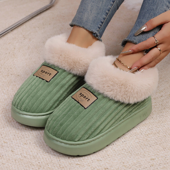 Fuzzy Slippers for Women, Thick EVA Sole Indoor Slippers