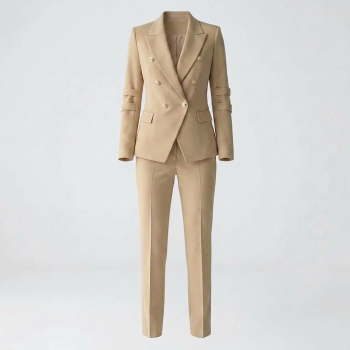 Women's Double-Breasted Blazer Trouser Set Tailored