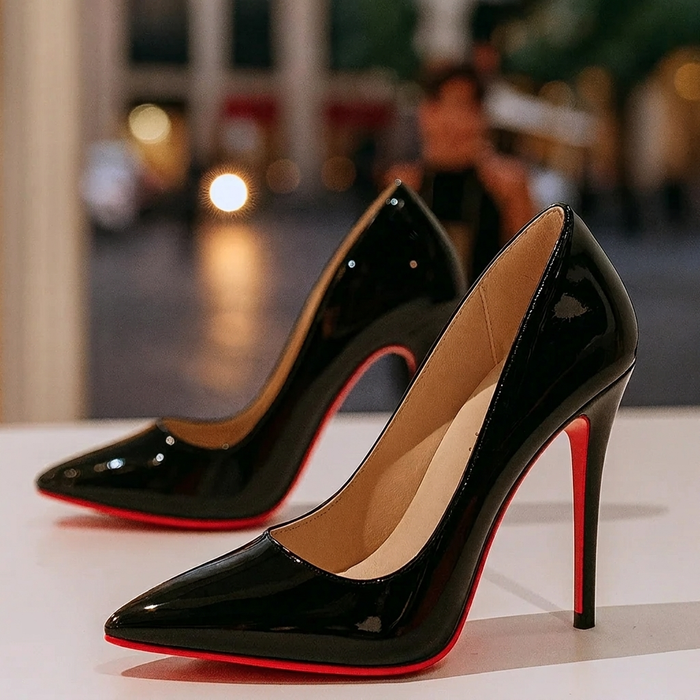 Women's Pointed Toe High Heel Pumps with Red Sole Detail