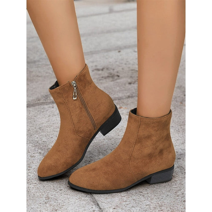 Women's Side-Zip Ankle Boots with Low Block Heel