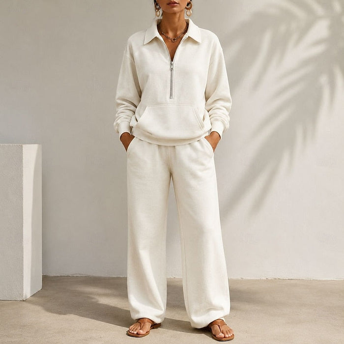 Women's Collared Half-Zip Lounge Set Relaxed Fit