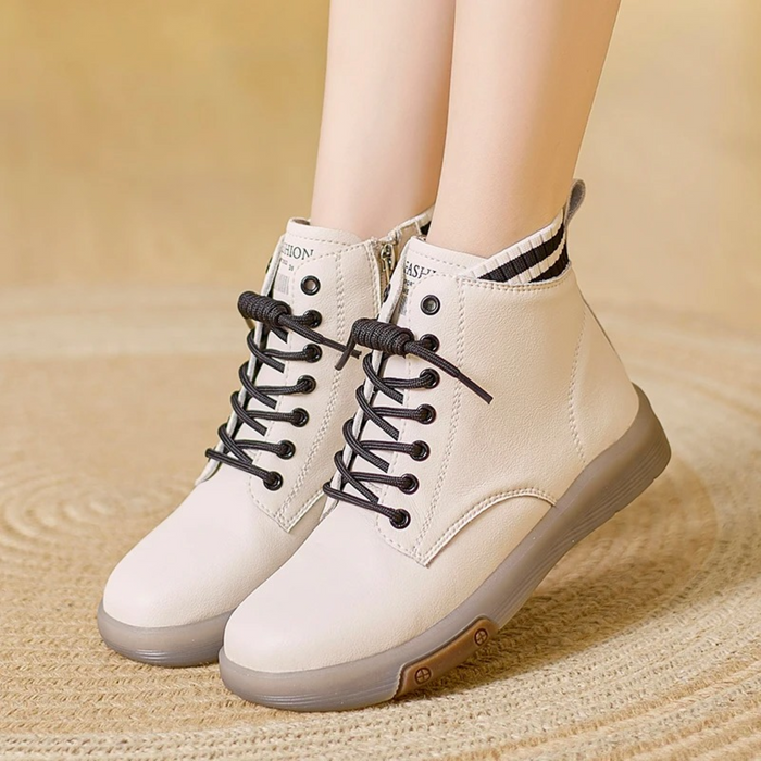 Women's Lace-Up Ankle Boots with Side Zip Closure
