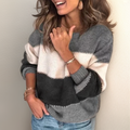 Women's Striped Crew Neck Sweater Long Sleeve