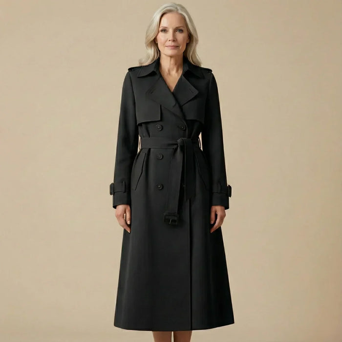 Women's Double-Breasted Trench Coat with Belt