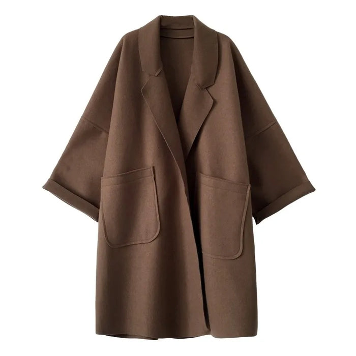 Women's Oversized Longline Coat Wide Notch Lapel