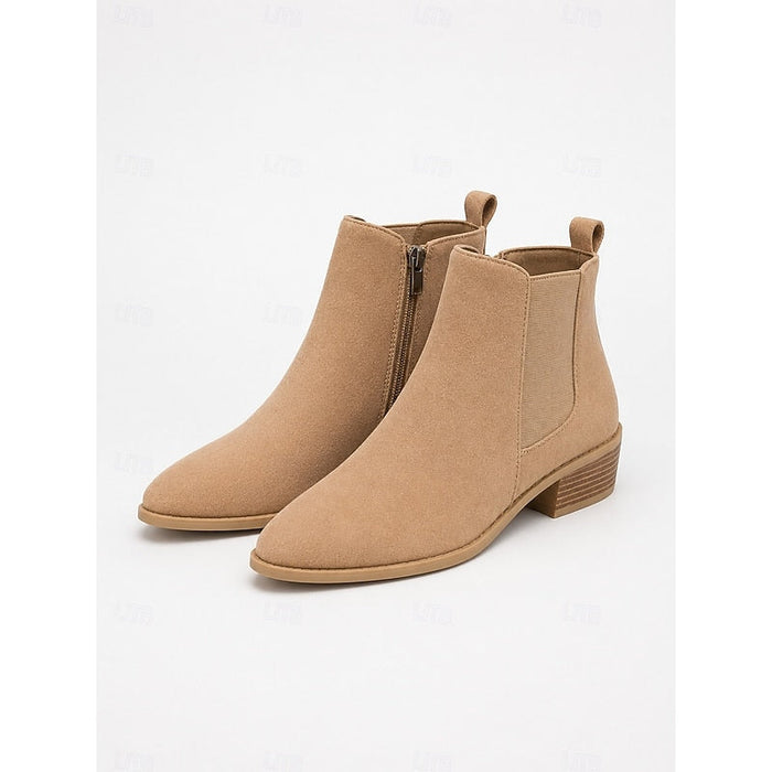 Women's Pointed-Toe Chelsea Boots with Low Block Heel