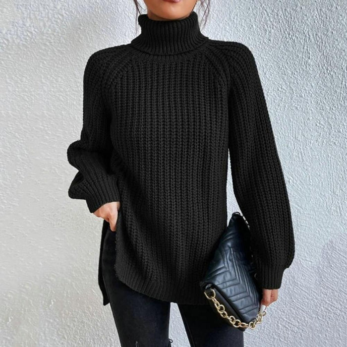 Women's Chunky Turtleneck Sweater Raglan Sleeve Relaxed