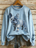 Vida - Patchwork Hoodie of French Bulldog for Women