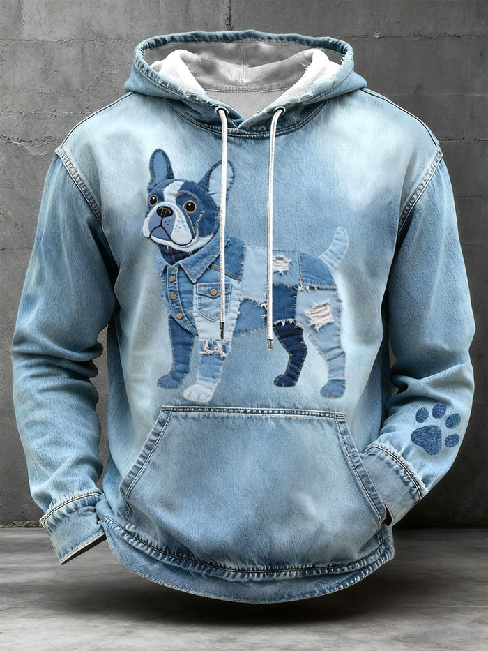 Paco - Patchwork hoodie in French bulldog style