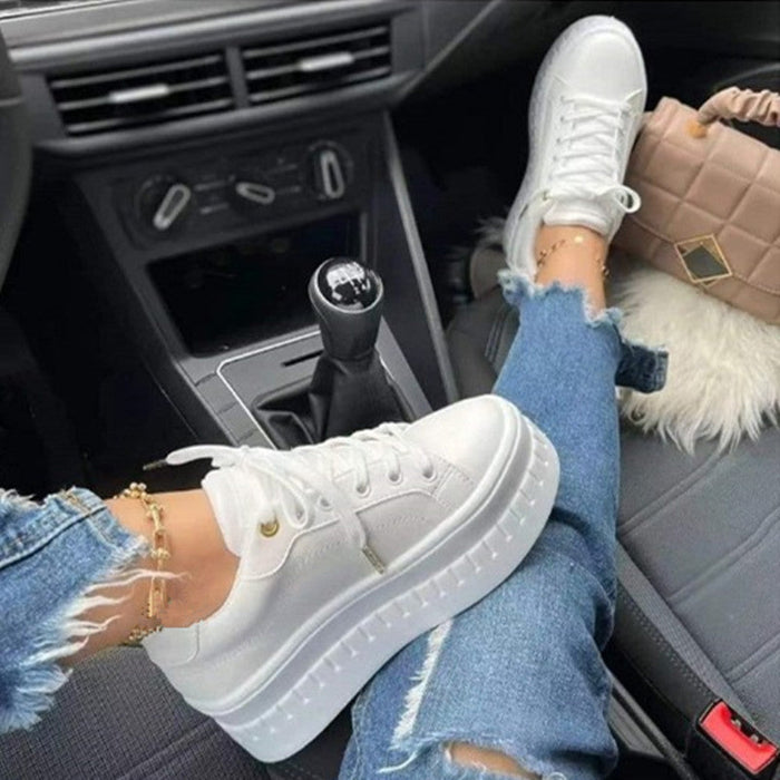 Women's Platform Sneakers with Lace-Up Closure