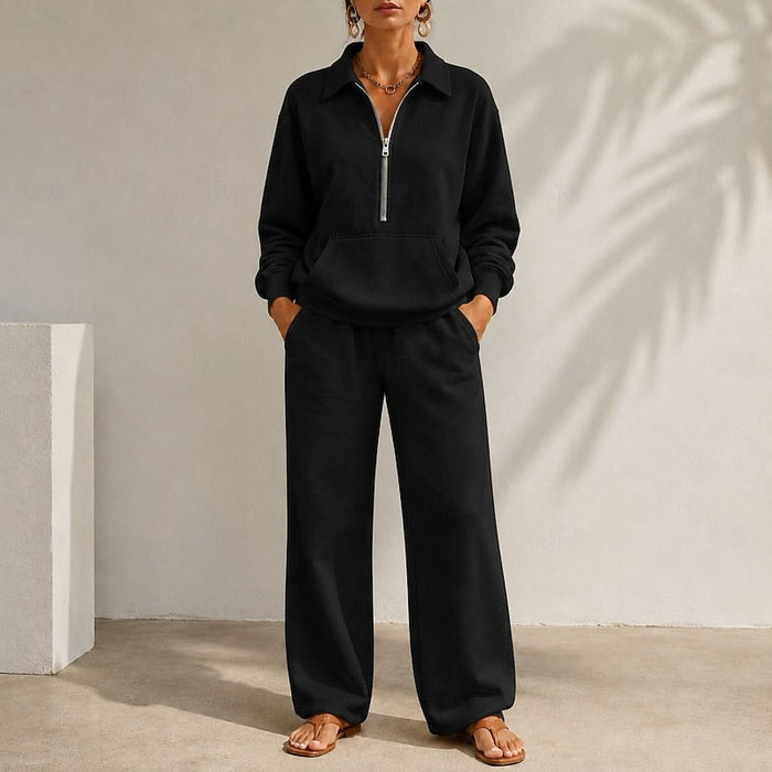 Women's Collared Half-Zip Lounge Set Relaxed Fit