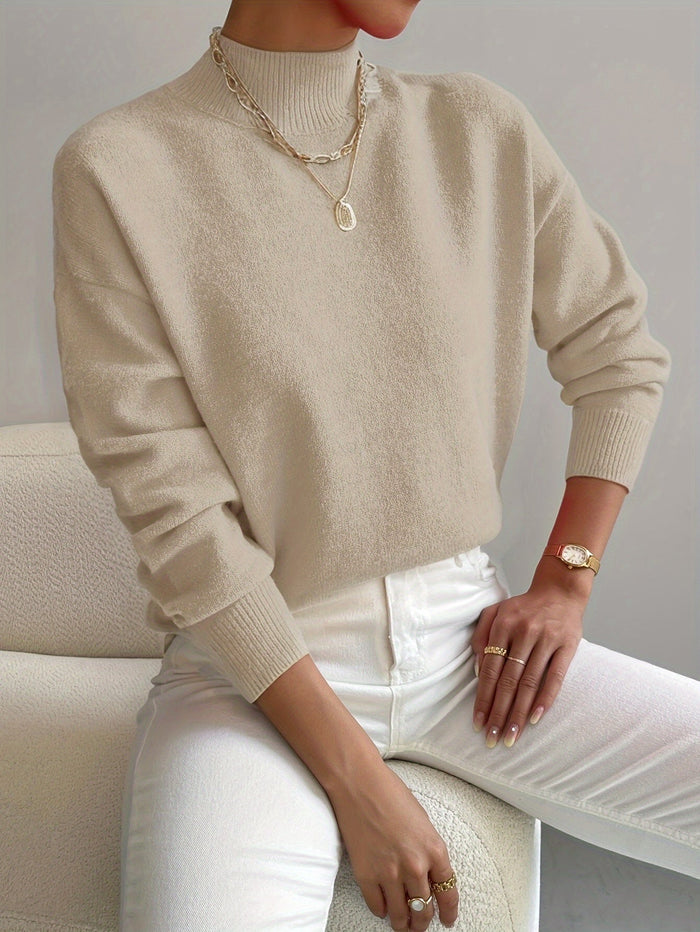 Women's Turtleneck Sweater with Dropped Shoulders