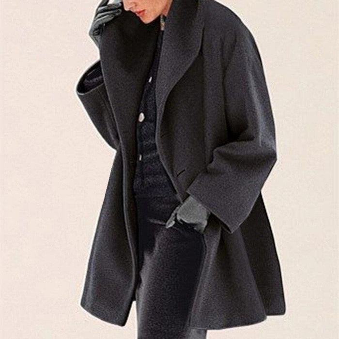 Women's Wide Collar Coat with A-Line Cut for Winter